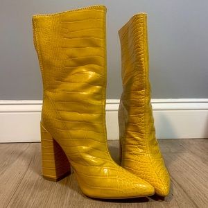 EGO yellow snake skin boot